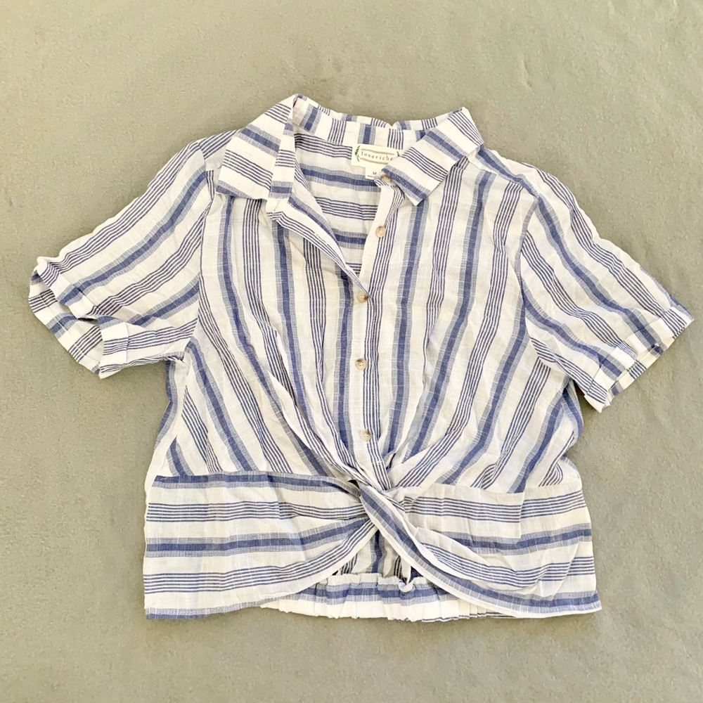 Blue and white stripped crop top